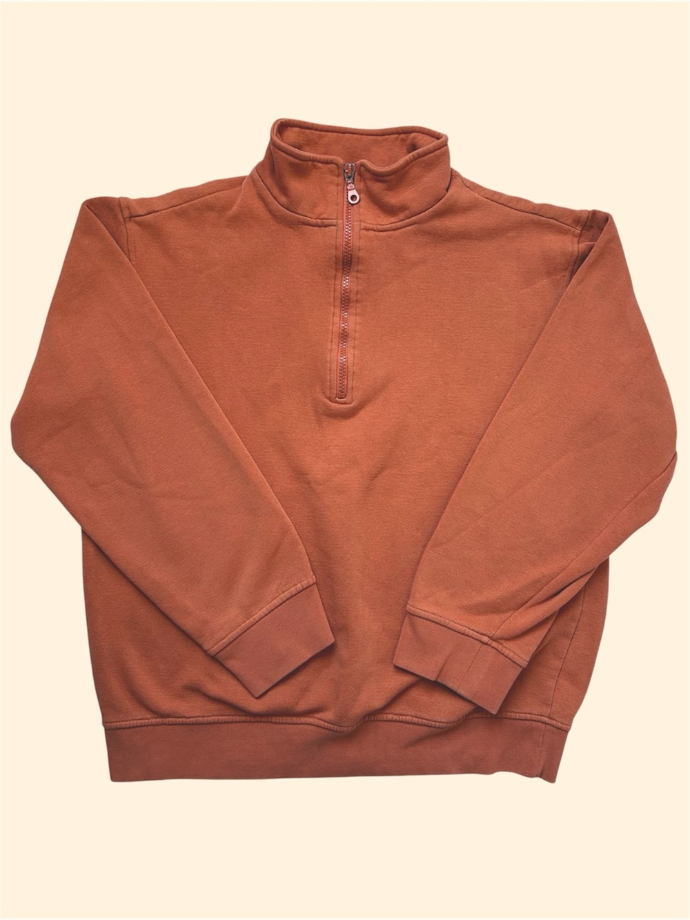 Vintage 90s R&R Sport 1/4 Zip Crewneck Blank Burnt Orange Small